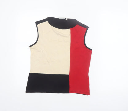 Canda Women’s Multicoloured Colourblock Sleeveless Mock Neck Tank Top Size 12