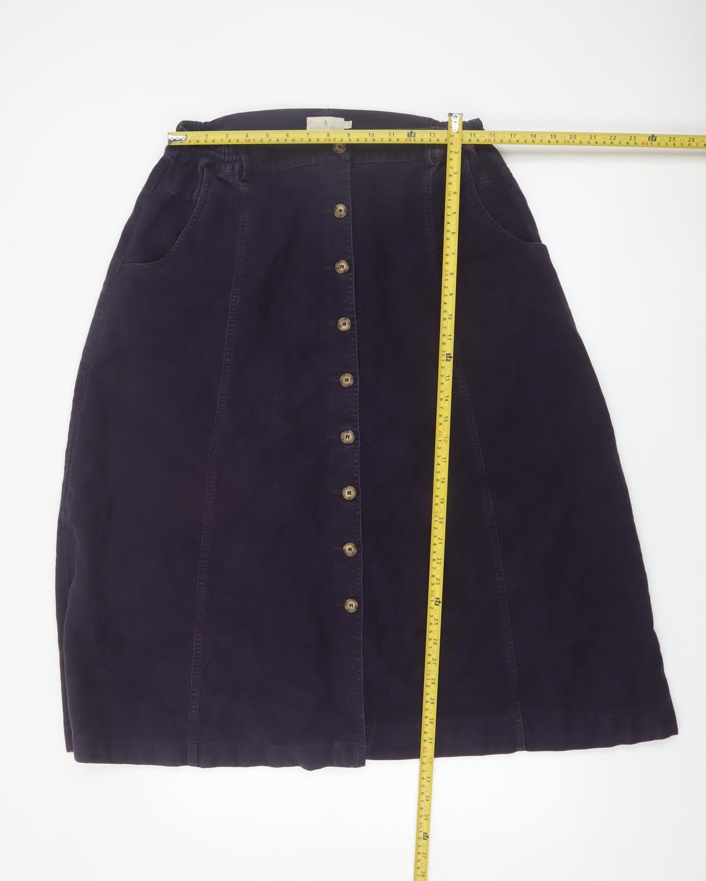 House of Bruar Women's Purple Cotton A-Line Midi Skirt Size 18