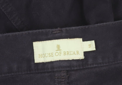 House of Bruar Women's Purple Cotton A-Line Midi Skirt Size 18