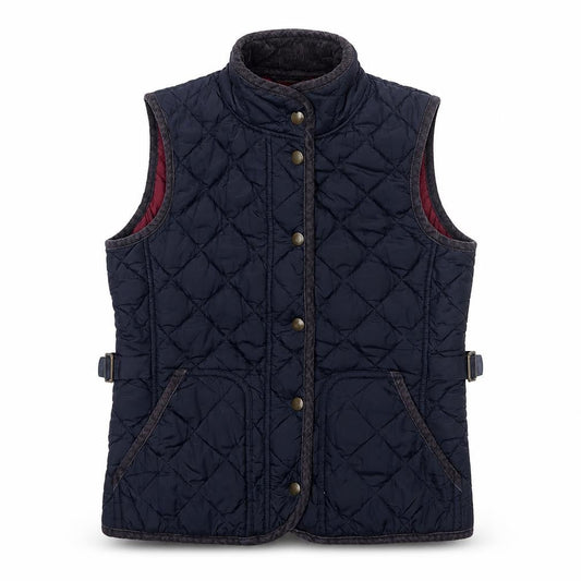 Front view of GANT Women's Blue Quilted Waistcoat, size S, Sleeveless Casual Outdoor