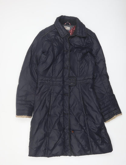 Tommy Hilfiger Denim Women's Navy Puffer Coat Medium Belted Down Long Jacket