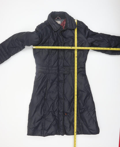 Tommy Hilfiger Denim Women's Navy Puffer Coat Medium Belted Down Long Jacket