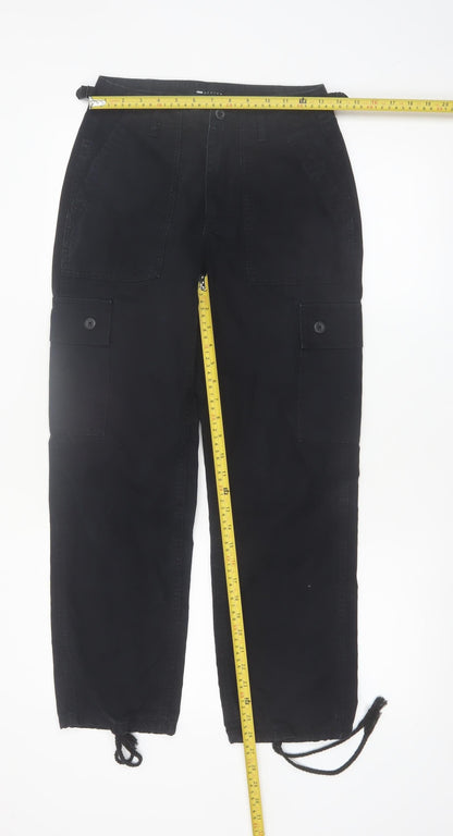 ASOS DESIGN Women's Black Cargo Trousers Size 6 Cotton Straight Leg