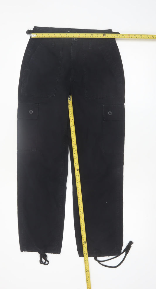 ASOS DESIGN Women's Black Cargo Trousers Size 6 Cotton Straight Leg