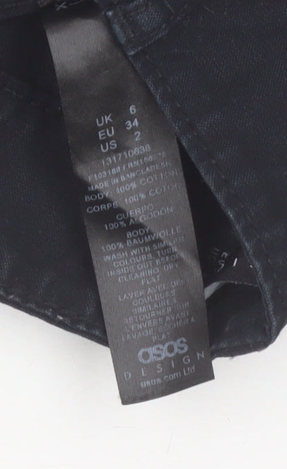 ASOS DESIGN Women's Black Cargo Trousers Size 6 Cotton Straight Leg
