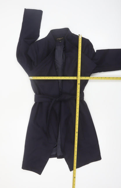 Attentif Paris Women's Blue Belted Trench Coat Size 12