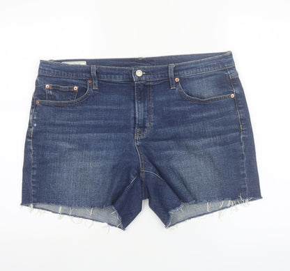 GAP Women Blue Denim Cut-Off Shorts Size 14 Mid Rise 5 Inch