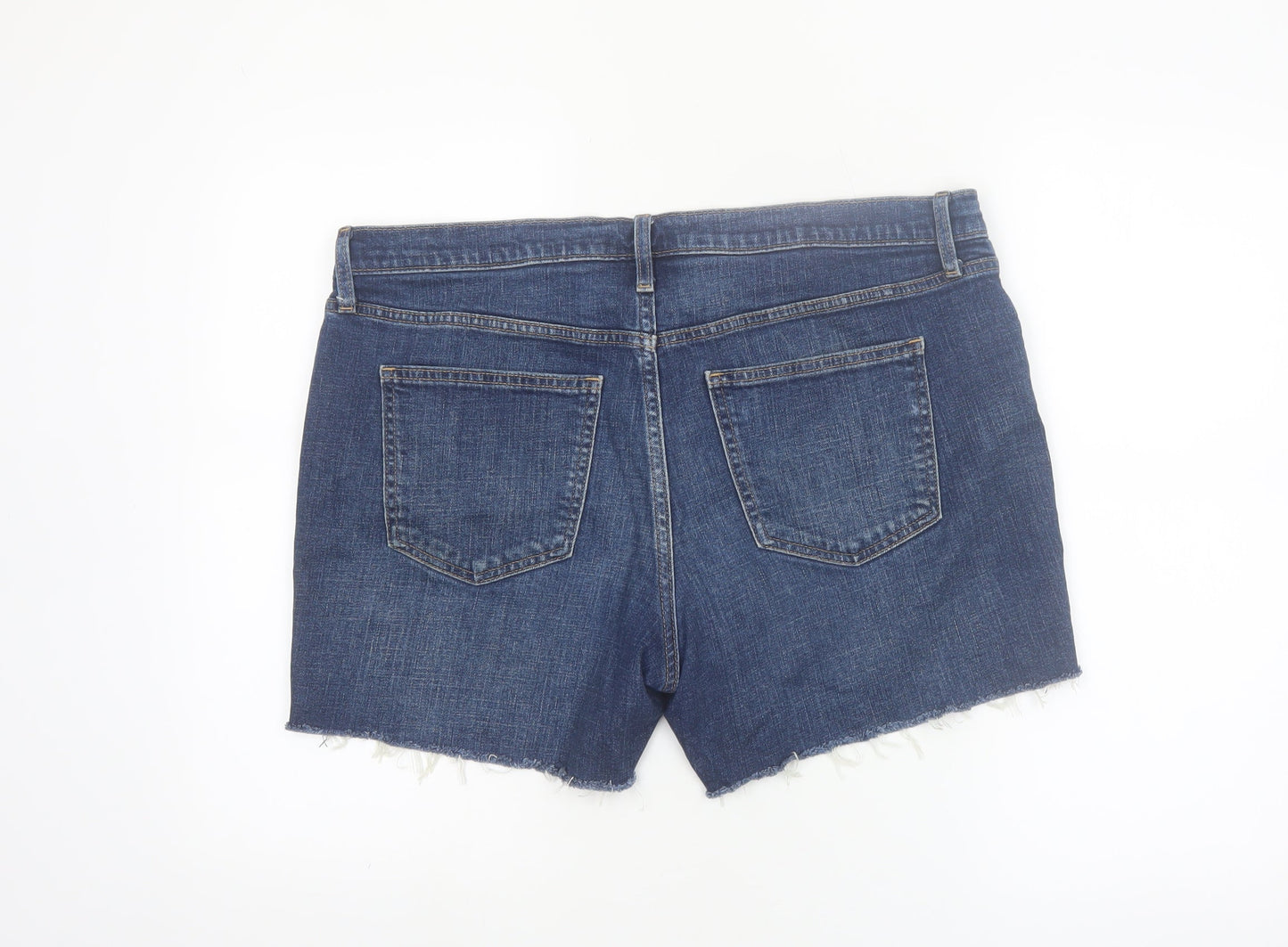 GAP Women Blue Denim Cut-Off Shorts Size 14 Mid Rise 5 Inch