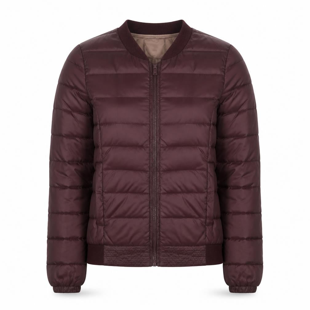 ONLY Women’s Brown Quilted Puffer Jacket Size S Lightweight Nylon