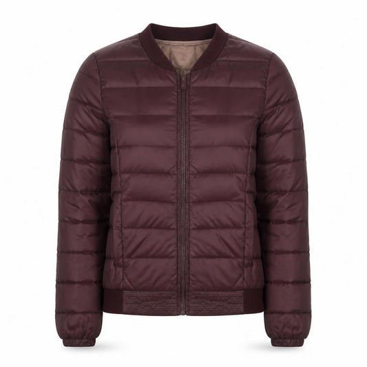 ONLY Women’s Brown Quilted Puffer Jacket Size S Lightweight Nylon