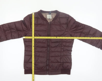 ONLY Women’s Brown Quilted Puffer Jacket Size S Lightweight Nylon