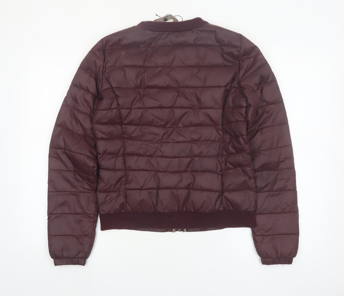 ONLY Women’s Brown Quilted Puffer Jacket Size S Lightweight Nylon