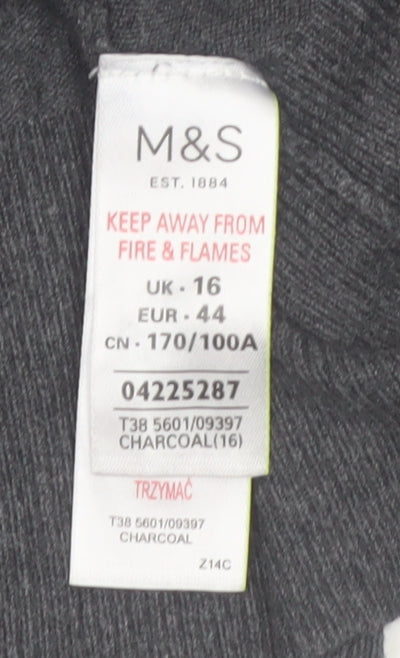 Marks and Spencer Women’s Grey Size 16 Crew Neck Button Cardigan