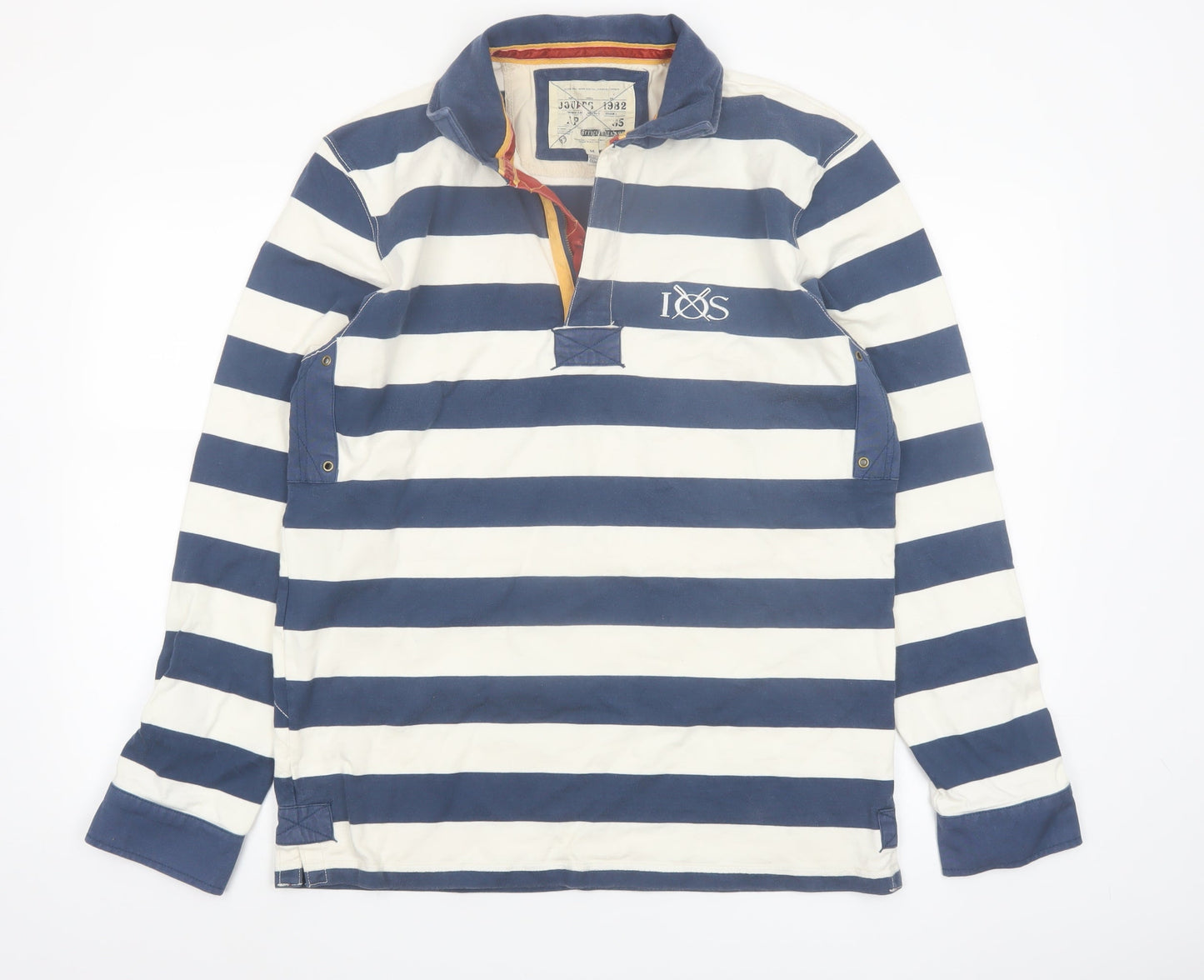 Joules Men's Blue Striped Long Sleeve Rugby Polo Shirt Size M