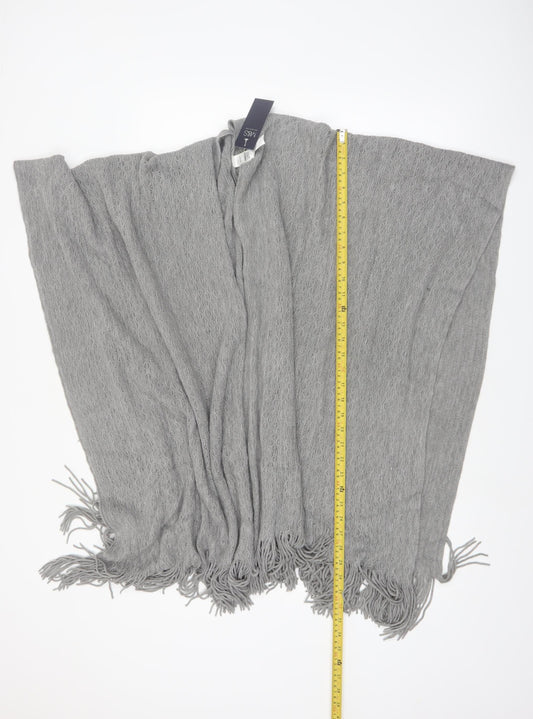 Marks and Spencer Women Grey Knit Fringe Cape One Size Lightweight Acrylic