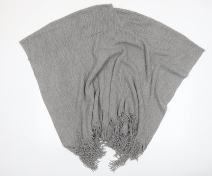 Marks and Spencer Women Grey Knit Fringe Cape One Size Lightweight Acrylic
