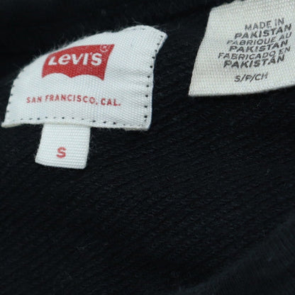 Levi's Men's Black Small Logo Crew Neck Fleece Sweatshirt