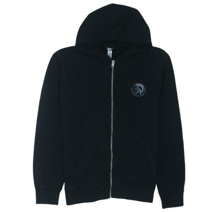 Diesel Men's Black 2XL Full Zip Hoodie with Logo Print