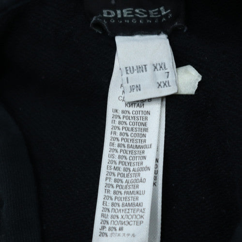 Diesel Men's Black 2XL Full Zip Hoodie with Logo Print