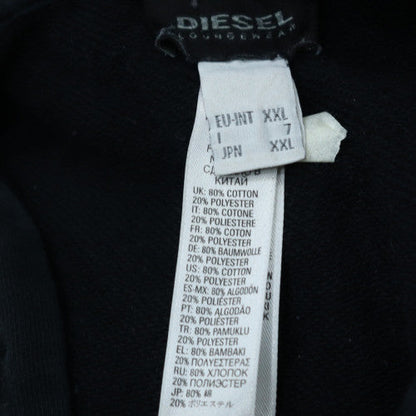 Diesel Men's Black 2XL Full Zip Hoodie with Logo Print