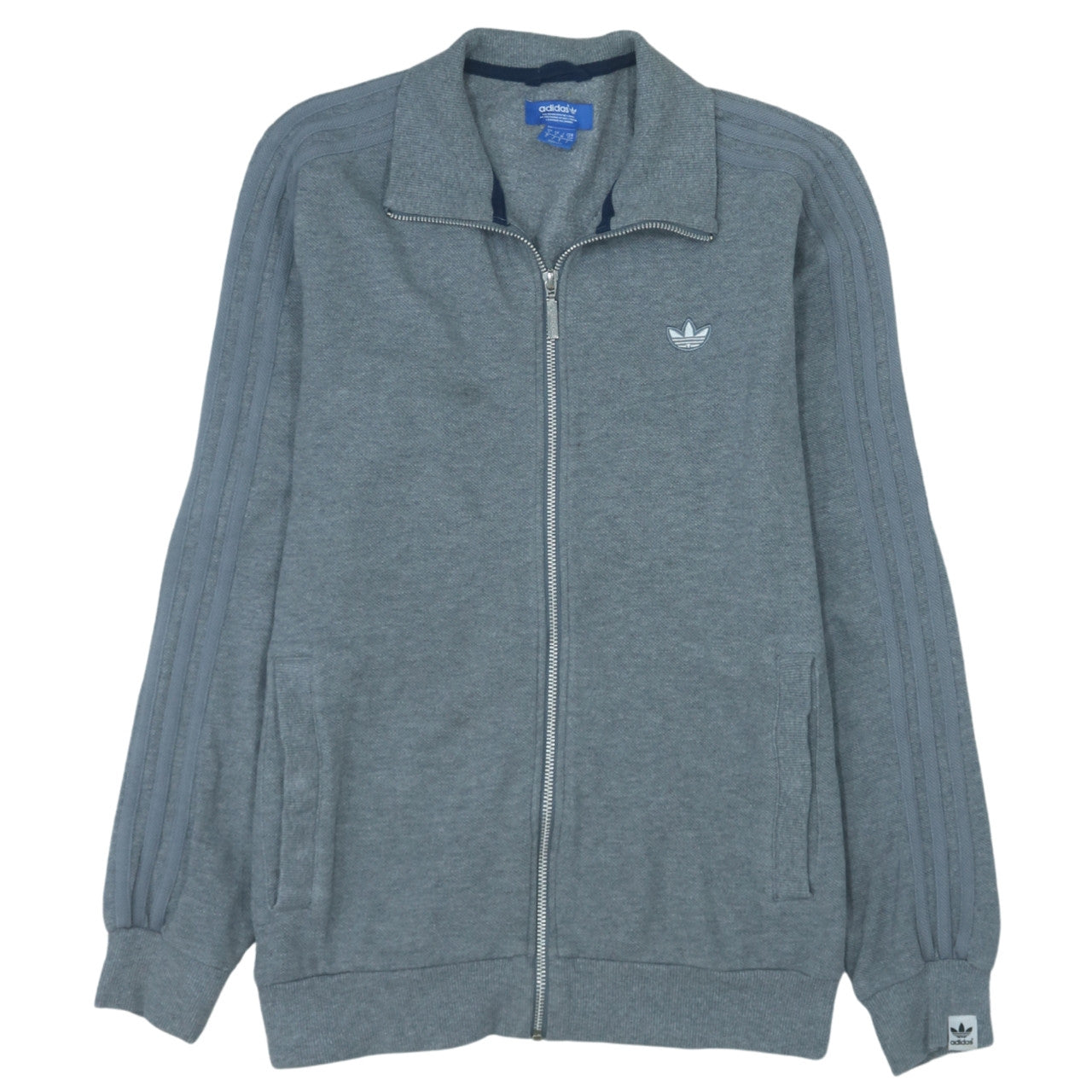Adidas Men's Grey Full Zip Sweatshirt Size S Collared Fleece