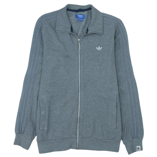 Adidas Men's Grey Full Zip Sweatshirt Size S Collared Fleece