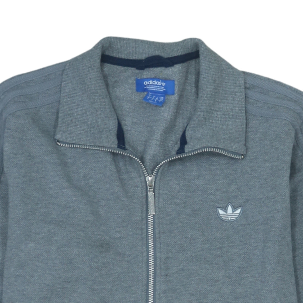 Adidas Men's Grey Full Zip Sweatshirt Size S Collared Fleece