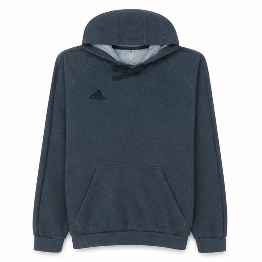Front view of Adidas Men Grey Pullover Hoodie M Fleece Lined Sportswear