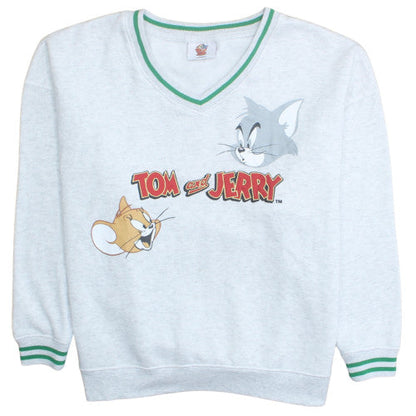 Primark Tom and Jerry Men's Grey V-Neck Sweatshirt M
