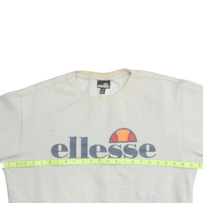 Ellesse Men's White Cotton Blend Pullover Sweatshirt M