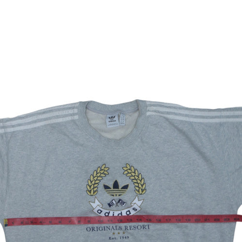 Adidas Mens Grey Crew Neck Logo Sweatshirt 3XL Relaxed Fit