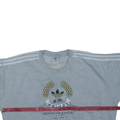 Adidas Mens Grey Crew Neck Logo Sweatshirt 3XL Relaxed Fit