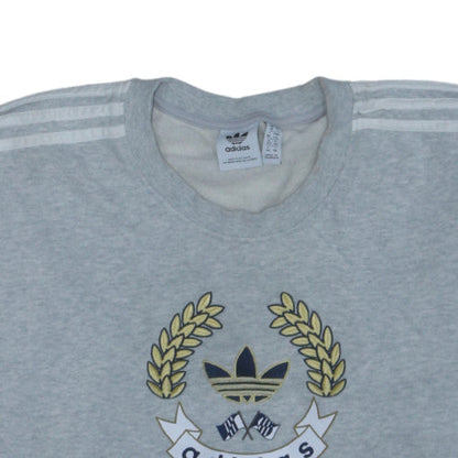 Adidas Mens Grey Crew Neck Logo Sweatshirt 3XL Relaxed Fit