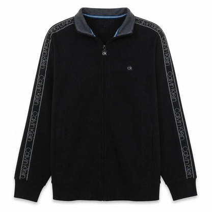 Calvin Klein Men's Black Full Zip Sweatshirt M Logo Trim Fleece