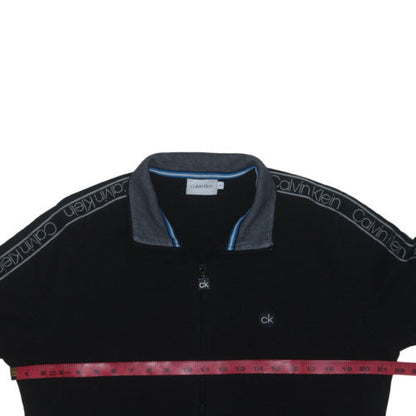 Calvin Klein Men's Black Full Zip Sweatshirt M Logo Trim Fleece