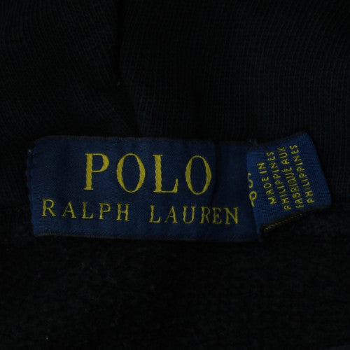 Ralph Lauren Men's Black Pullover Hoodie Medium College Logo Fleece