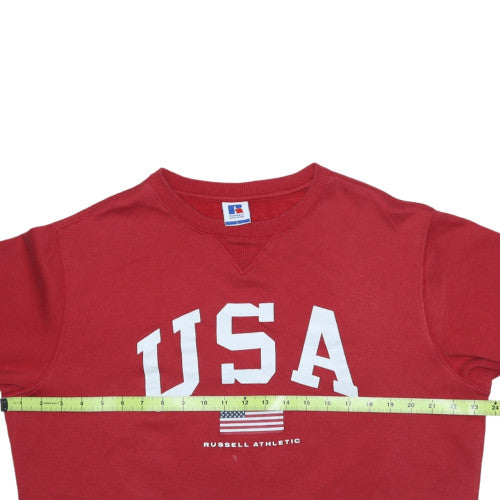 Russell Athletic Men's Red USA Graphic Crew Neck Sweatshirt L