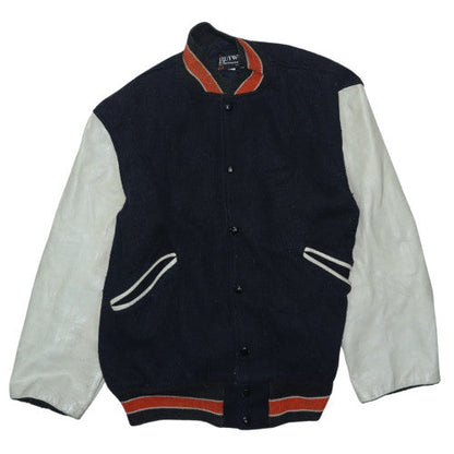 Butwin Men's Navy & White Varsity Jacket Wool Leather Size M