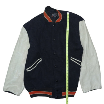 Butwin Men's Navy & White Varsity Jacket Wool Leather Size M