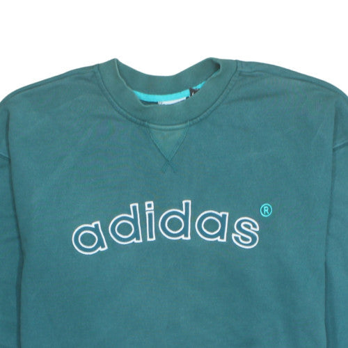 Adidas Men’s Green Logo Crew Neck Pullover Sweatshirt Size L