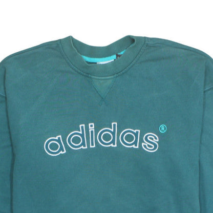 Adidas Men’s Green Logo Crew Neck Pullover Sweatshirt Size L