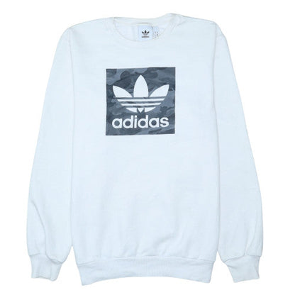 Adidas Mens White Crew Neck Logo Sweatshirt Size M
