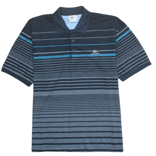 Lacoste Men's Blue Striped Cotton Polo Shirt XL Classic Fit