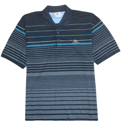 Lacoste Men's Blue Striped Cotton Polo Shirt XL Classic Fit