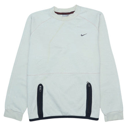 Nike Teens White Pullover Sweatshirt L Logo Zip Pocket Fleece