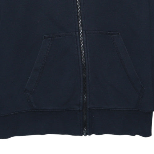 Nike Men Blue Full Zip Hoodie L Fleece Sports Logo