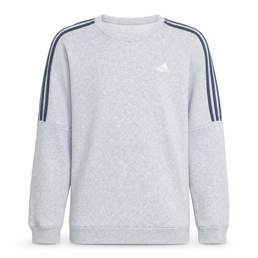 Front view of Adidas Men's Grey Crew Neck Pullover Sweatshirt, size M