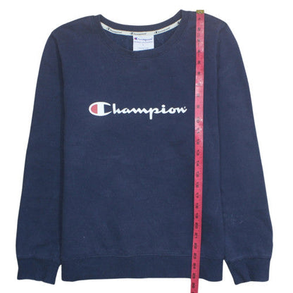 Champion Mens Blue L Pullover Crew Neck Logo Sweatshirt