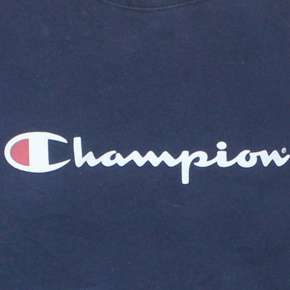 Champion Mens Blue L Pullover Crew Neck Logo Sweatshirt