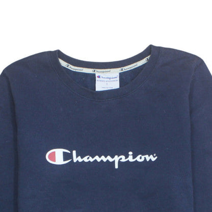 Champion Mens Blue L Pullover Crew Neck Logo Sweatshirt